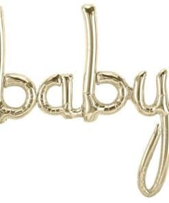 Baby White Gold Script Phrase Balloon