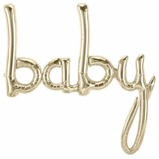 Baby White Gold Script Phrase Balloon