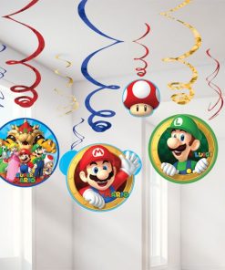 Super Mario Party Hanging Swirl Decorations