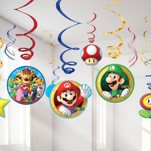 Super Mario Party Hanging Swirl Decorations