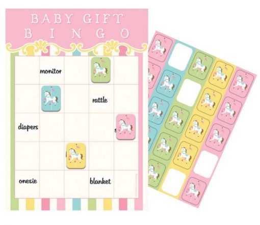 Carousel Baby Shower Party Bingo Game