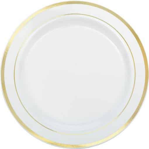 Premium Plastic Plates White with Rose Gold Trim