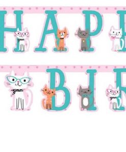 Purrfect Kitten Party Happy Birthday Banner