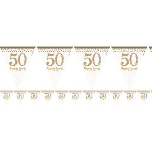 50th Gold Sparkling Wedding Anniversary Flag Bunting