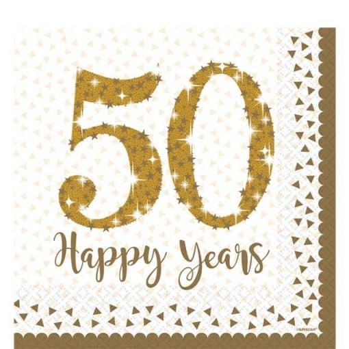 50th Gold Sparkling Wedding Anniversary Paper Napkins