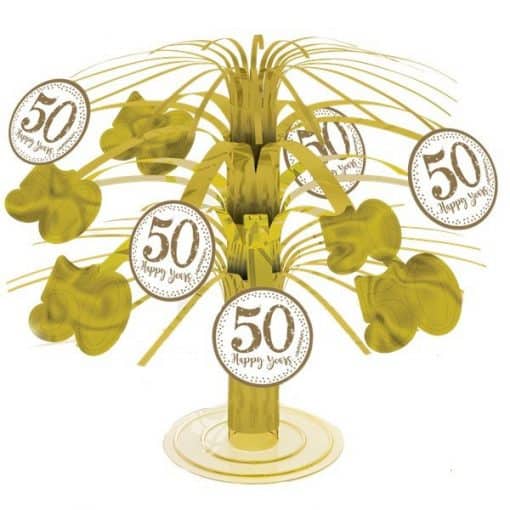 50th Gold Sparkling Wedding Anniversary Table Centrepiece