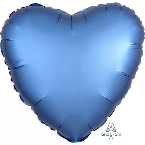 Azure Blue Heart Satin Luxe Foil Balloon