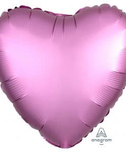 Flamingo Pink Heart Satin Luxe Foil Balloon