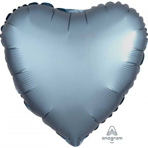 Steel Blue Heart Satin Luxe Foil Balloon