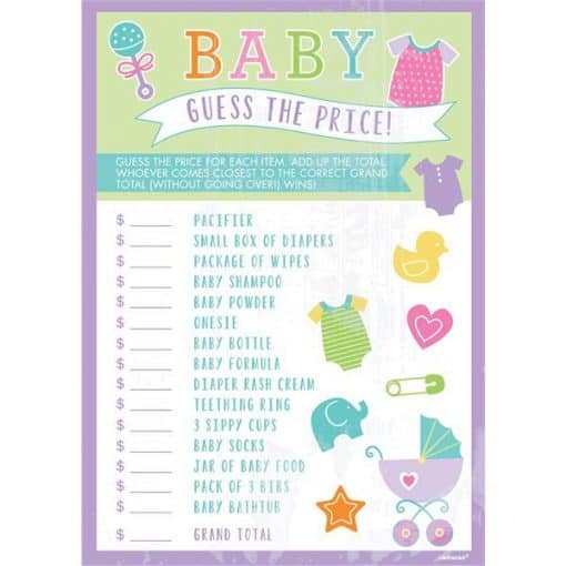 Baby Shower 'Guess the Price' Game