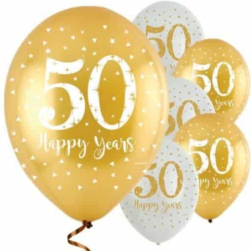 'Happy 50 Years' Golden Anniversary Latex Balloons