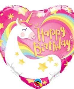 Happy Birthday Unicorn Heart Foil Balloon