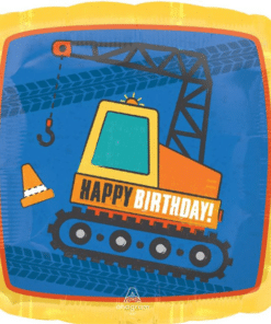 Construction Crane Happy Birthday Balloon