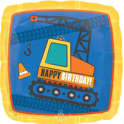 Construction Crane Happy Birthday Balloon