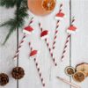 Santa Hat Red & White Stripe Paper Straws