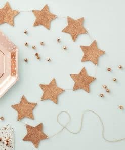 Wooden Rose Gold Glitter Star Bunting