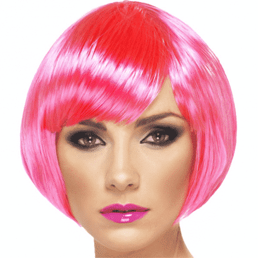 Babe Bob Adult Neon Pink Wig
