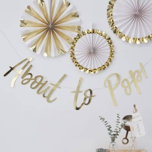 Oh Baby Gold Foiled 'About To Pop' Letter Banner