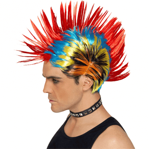 Mohawk Street Punk Adult Rainbow Wig