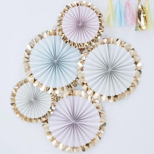 Pick & Mix Pastel Gold Foiled Pastel Fan Decorations