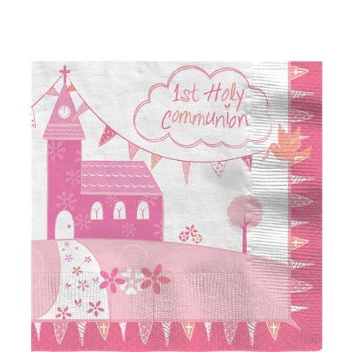 First Holy Communion Pink Party Napkins