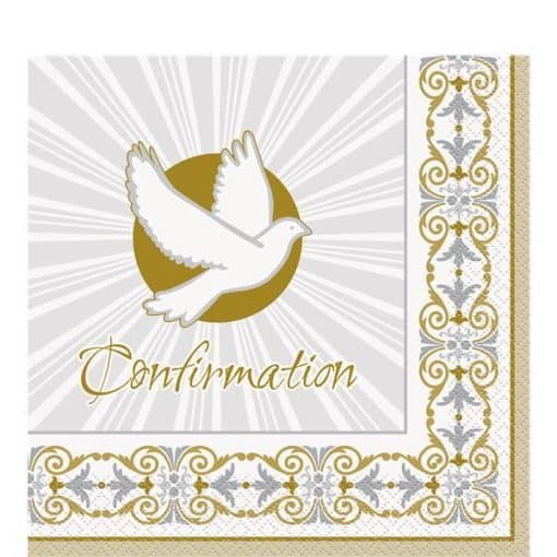 Silver & Gold Radiant Cross Party Confirmation Napkins