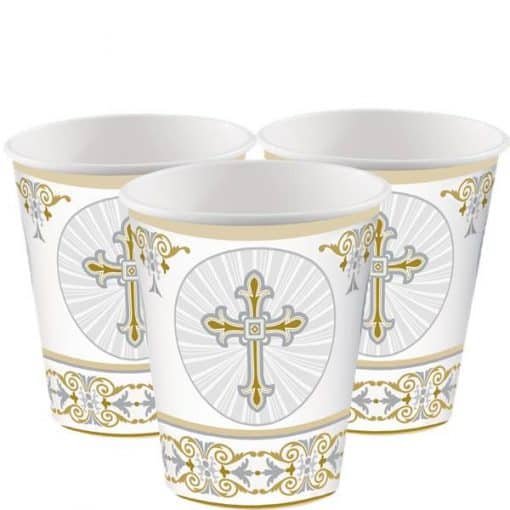 Silver & Gold Radiant Cross Party Cups