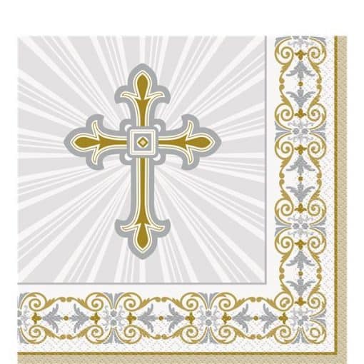 Silver & Gold Radiant Cross Party Napkins