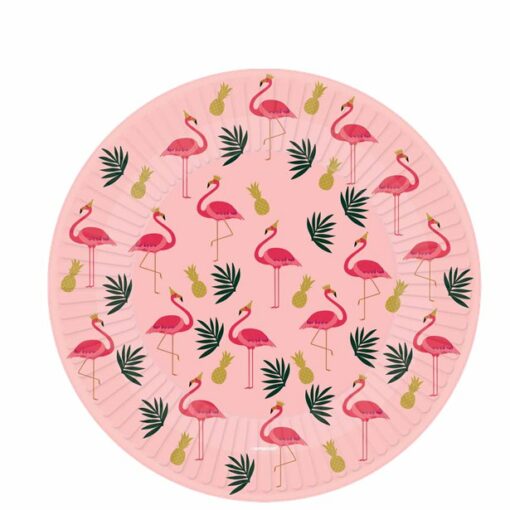 Flamingo Print Paper Plates