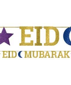 Eid Ribbon Glitter Letter Banner