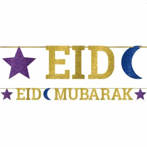 Eid Ribbon Glitter Letter Banner