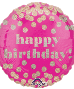 Pink Dotty Holographic Balloon