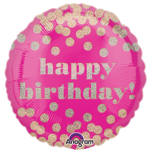 Pink Dotty Holographic Balloon