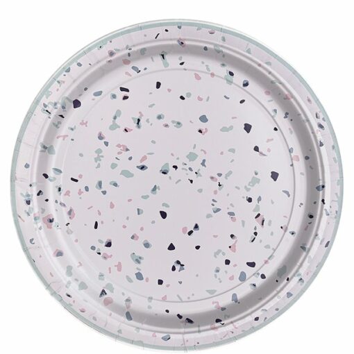 Mix It Up Mint Terrazzo Eco Paper Plates