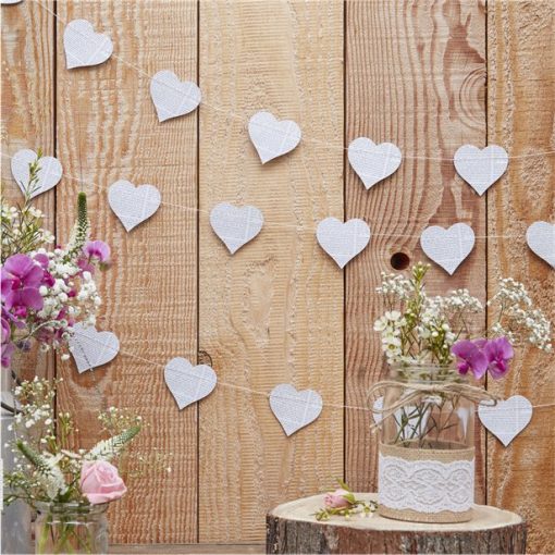 Rustic Country Heart Newspaper Garland