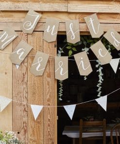 Rustic Country Just Married Hessian Bunting