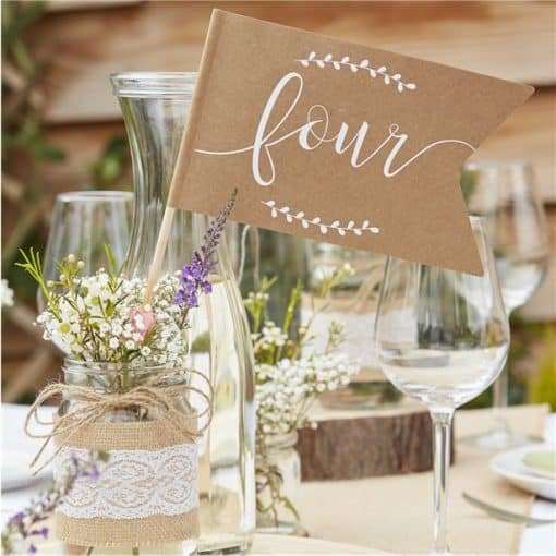 Rustic Country Wedding Table Number Flags