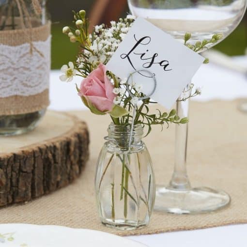 Rustic Country Wedding Glass Place Card Holders