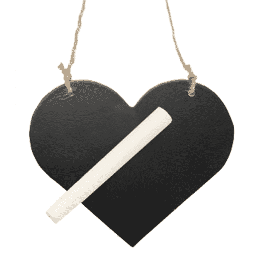 Wooden Blackboard Heart on String