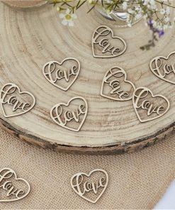 Rustic Country Wooden Heart Love Confetti