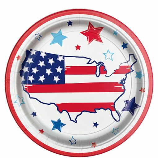 July 4th USA Stars & Stripes Paper Plates