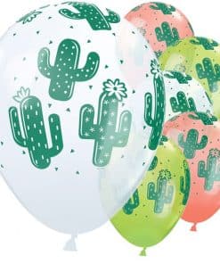 Cactus White, Coral & Lime Green Balloons