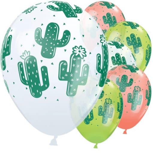 Cactus White, Coral & Lime Green Balloons