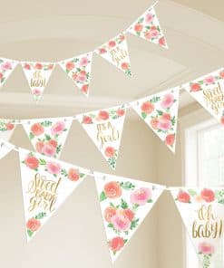 Floral Baby Party Pennant Banner