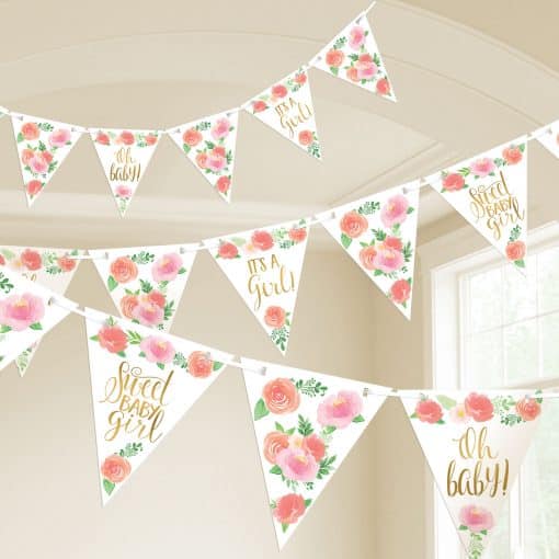 Floral Baby Party Pennant Banner