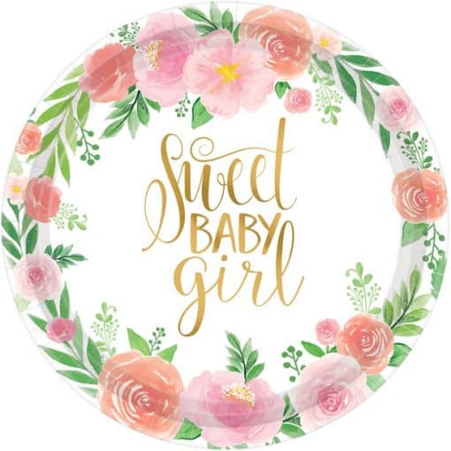 Floral Baby Party Paper Plates