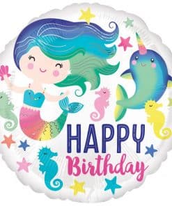 Mermaid & Narwhal 'Happy Birthday' Balloon