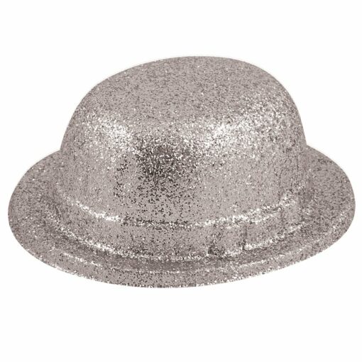 Silver Glitter Bowler Hat