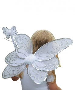 Silver & White Fairy Wings with Wand