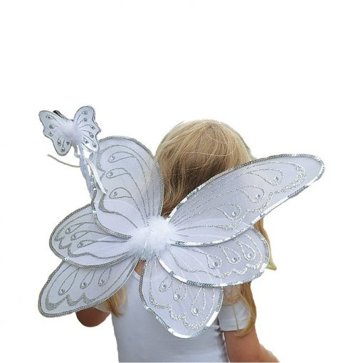 Silver & White Fairy Wings with Wand